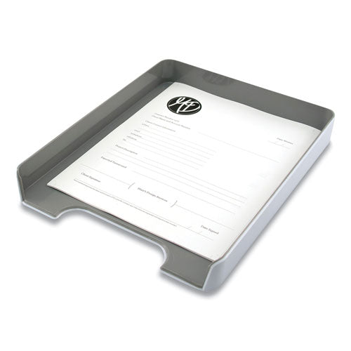 Image of Advantus 37522 Fusion Letter Tray, 1 Section, Letter Size Files, 12.63 x 10 x 1.75, White/Gray