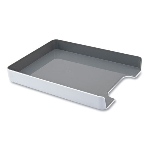 Image of Advantus 37522 Fusion Letter Tray, 1 Section, Letter Size Files, 12.63 x 10 x 1.75, White/Gray