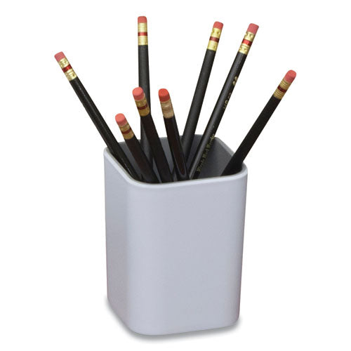 Image of Advantus 37524 Fusion Pencil Cup, Plastic, 3 x 3 x 4, White/Gray