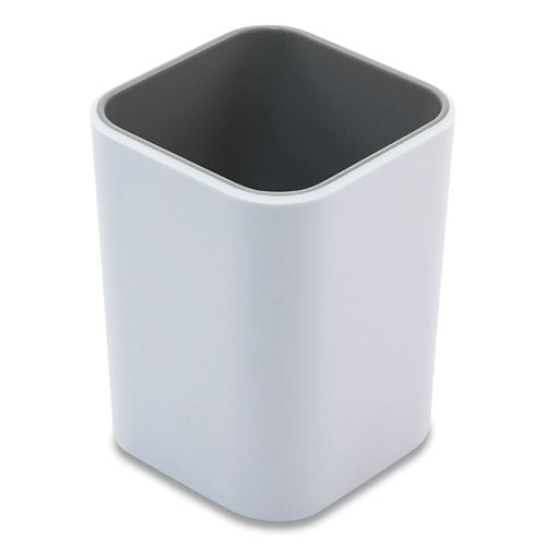 Image of Advantus 37524 Fusion Pencil Cup, Plastic, 3 x 3 x 4, White/Gray