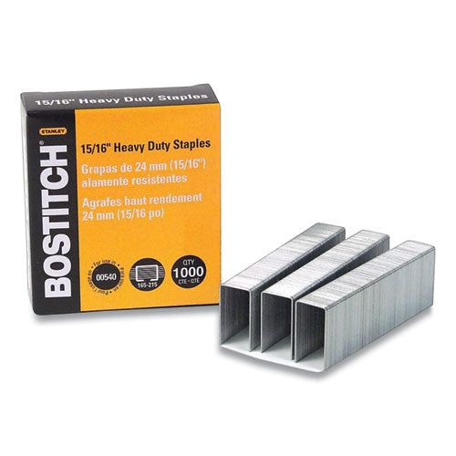 Image of Bostitch® SB351516HC1M Heavy-Duty Premium Staples, 0.94" Leg, 0.5" Crown, Carbon Steel, 1,000/Box