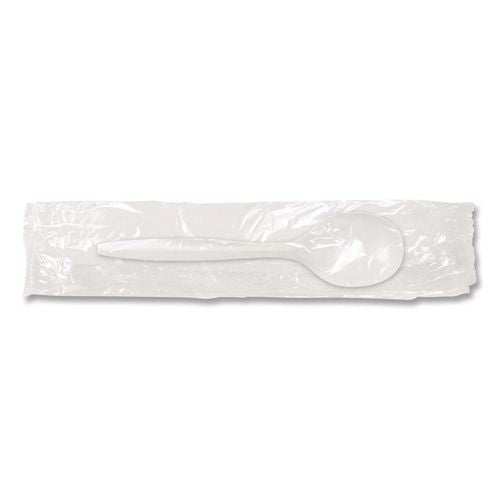 Image of Berkley Square BEPCUTSSWR Individually Wrapped Mediumweight Cutlery, Soup Spoon, Plastic, White, 1,000/Carton