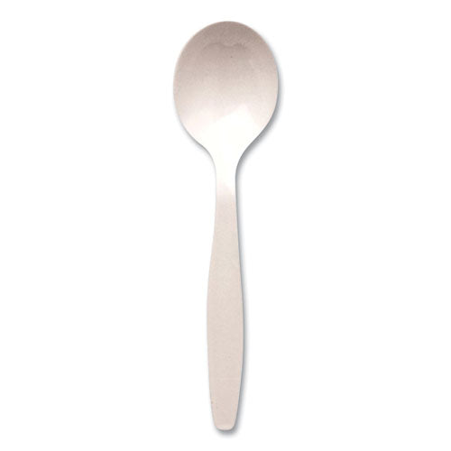 Image of Berkley Square BEPCUTSSWR Individually Wrapped Mediumweight Cutlery, Soup Spoon, Plastic, White, 1,000/Carton