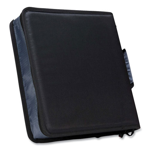 Image of Case it D-251 BLK Classic Zipper Binder, 3 Rings, 2" Capacity, 11 X 8.5, Black/gray Accents