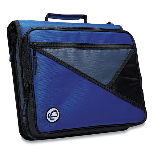 Image of Case it LT-007BLU Universal Zipper Binder, 3 Rings, 2" Capacity, 11 X 8.5, Blue/gray Accents