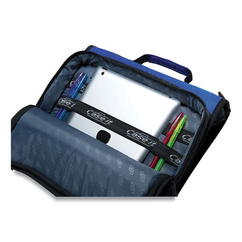 Image of Case it LT-007BLU Universal Zipper Binder, 3 Rings, 2" Capacity, 11 X 8.5, Blue/gray Accents