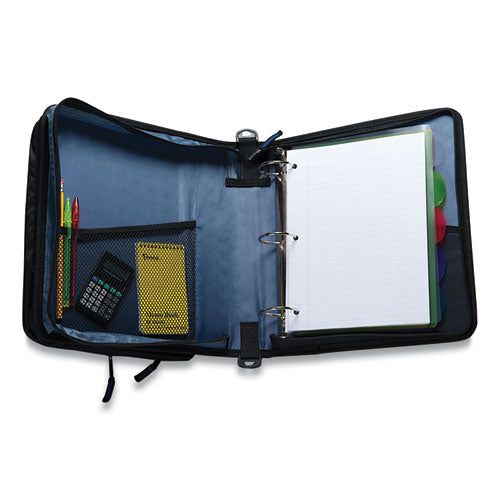 Image of Case it LT-007BLU Universal Zipper Binder, 3 Rings, 2" Capacity, 11 X 8.5, Blue/gray Accents