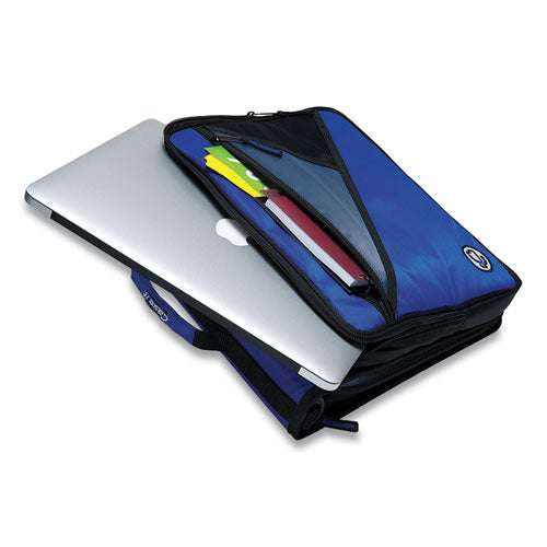 Image of Case it LT-007BLU Universal Zipper Binder, 3 Rings, 2" Capacity, 11 X 8.5, Blue/gray Accents