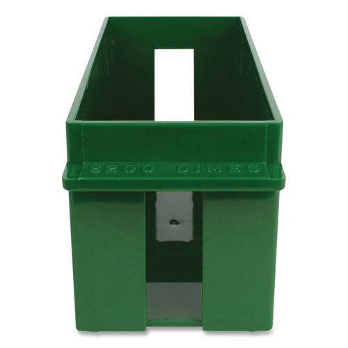 Image of CONTROLTEKÂ® Extra-Capacity Coin Tray, Dimes, 1 Compartment, Denomination And Capacity Etched On Side, 10.5 X 4.75 X 5, Plastic, Green