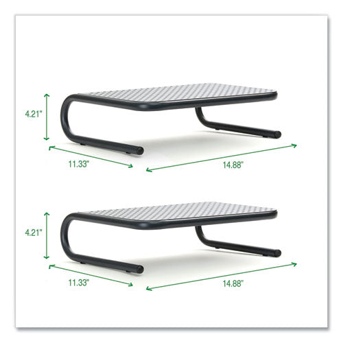 Image of Mind Reader 2METMONST-BLK Metal Monitor Stand Riser for Computer, 14.88" x 11.33" x 4.21", Black, Supports 44 lbs