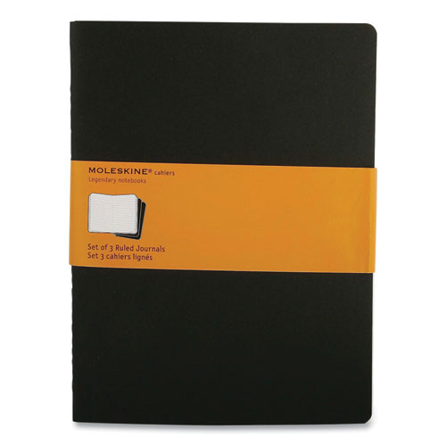 Image of Moleskine® 705014 Cahier Journal, 1-Subject, Narrow Rule, Black Cover, (120) 9.75 x 7.5 Sheets, 3/Pack