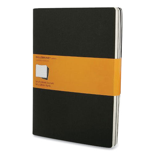 Image of Moleskine® 705038 Cahier Journal, 1-Subject, Narrow Rule, Black Cover, 10 x 7.5 Sheets, 3/Pack