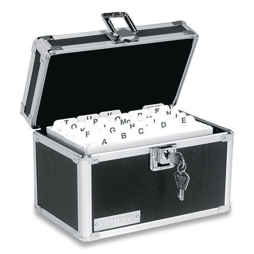 Image of Vaultz® VZ01280 Locking Index Card File, Holds 550 5 X 8 Cards, 8.75 X 5.5 X 5.75, Black
