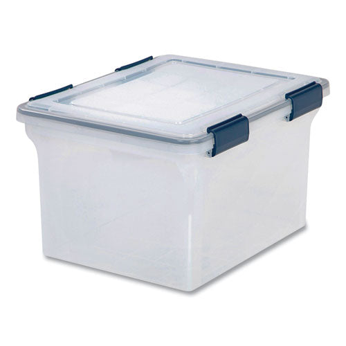Image of IRIS 110601 Weathertight File Box, Letter/legal Files, 15.5 X 17.9 X 10.8, Clear/blue Accents