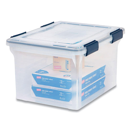 Image of IRIS 110601 Weathertight File Box, Letter/legal Files, 15.5 X 17.9 X 10.8, Clear/blue Accents