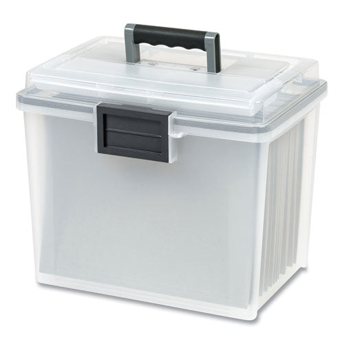 Image of IRIS 110351 Weathertight Portable File Box, Letter Files, 13.7 X 10.4 X 11.8, Clear/gray Accents