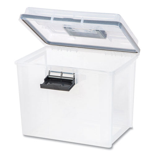 Image of IRIS 110351 Weathertight Portable File Box, Letter Files, 13.7 X 10.4 X 11.8, Clear/gray Accents