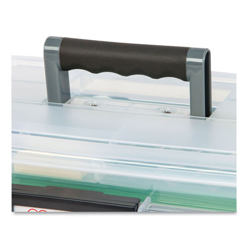 Image of IRIS 110351 Weathertight Portable File Box, Letter Files, 13.7 X 10.4 X 11.8, Clear/gray Accents
