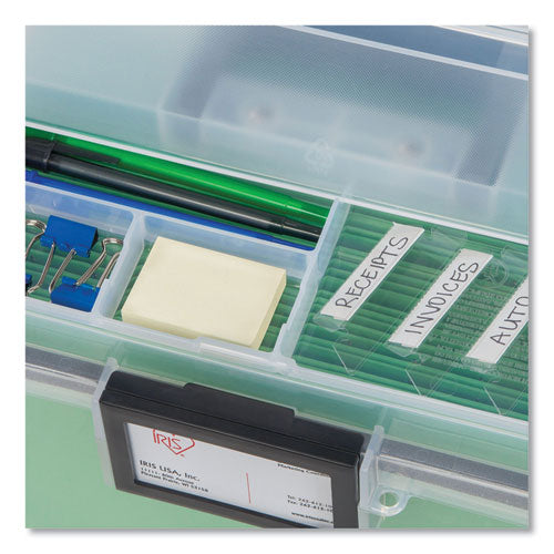 Image of IRIS 110351 Weathertight Portable File Box, Letter Files, 13.7 X 10.4 X 11.8, Clear/gray Accents