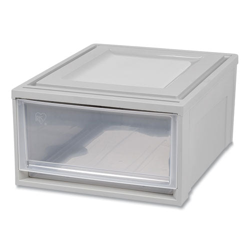 Image of IRIS 170473 Stackable Storage Drawer, 7.75 Gal, 15.75" X 19.62" X 9", Gray/translucent Frost
