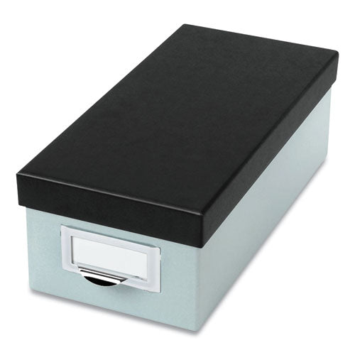 Image of Oxford 406355 Index Card Storage Box, Holds 1,000 3 X 5 Cards, 5.5 X 11.5 X 3.88, Pressboard, Blue Fog/black