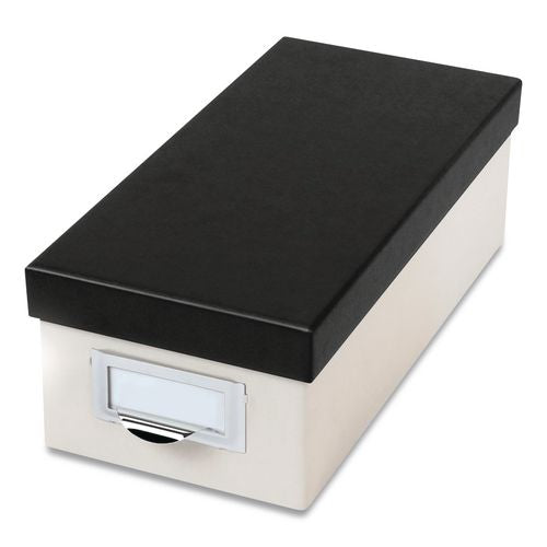 Image of Oxford 406350 Index Card Storage Box, Holds 1,000 3 X 5 Cards, 5.5 X 11.5 X 3.88, Pressboard, Marble White/black