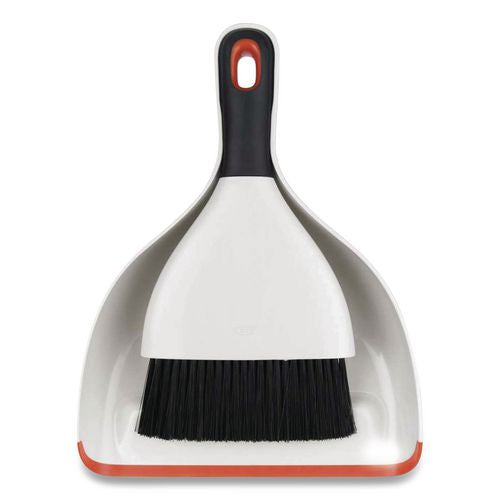 Image of OXO 1334480 Good Grips Dust Pan And Brush, 12 X 9, 2" Handle, Plastic, White