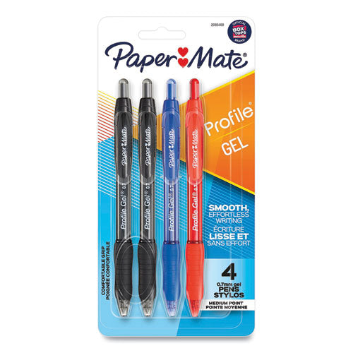 Image of Paper Mate® 2095469 Profile Gel Pen, Retractable, Medium 0.7 Mm, Assorted Ink And Barrel Colors, 4/pack