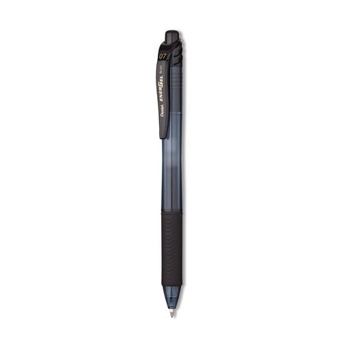 Image of Pentel® BL107BPS5A EnerGel-X Gel Pen, Retractable, Medium 0.7 mm, Black Ink, Smoke/Black Barrel, 5/Pack