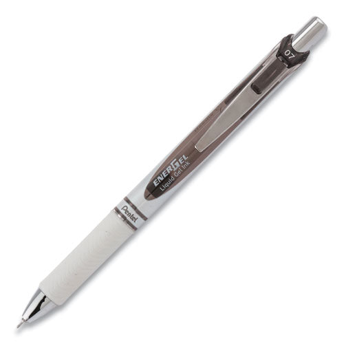 Image of Pentel® BLN77PW-A EnerGel Pearl Deluxe RTX Gel Pen, Retractable, Medium 0.7 mm, Black Ink, Pearl White/Black Barrel, Dozen