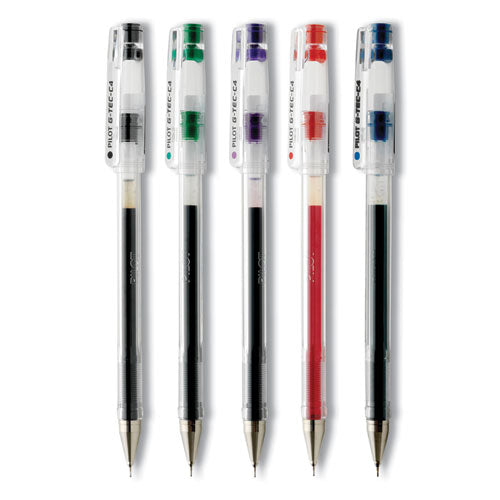 Image of Pilot® 35480 G-TEC-C Ultra Gel Pen, Stick, Ultra-Fine 0.4 mm, Assorted Ink and Barrel Colors, 5/Pack