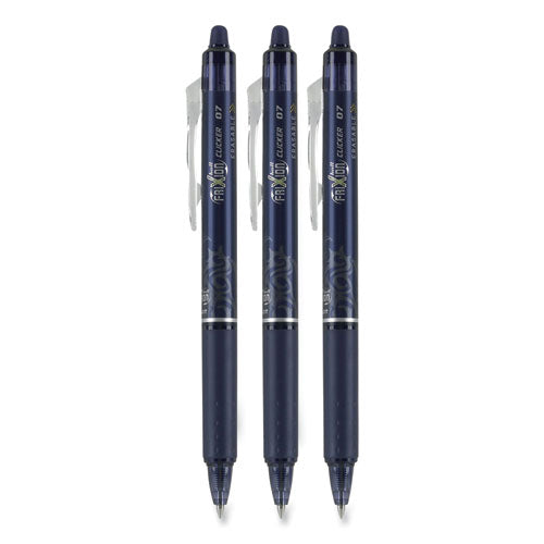 Image of Pilot® 31468 FriXion Clicker Erasable Gel Pen, Retractable, Fine 0.7 mm, Navy Ink, Navy Barrel, 3/Pack