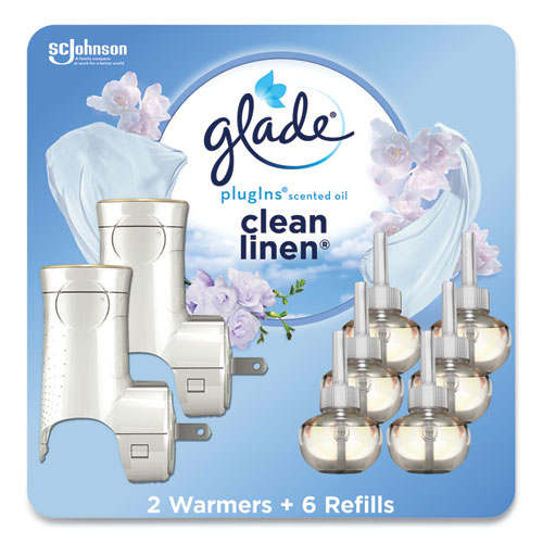 Image of GladeÂ® Plugin Scented Oil, Clean Linen, 0.67 oz, 2 Warmers and 6 Refills/Pack