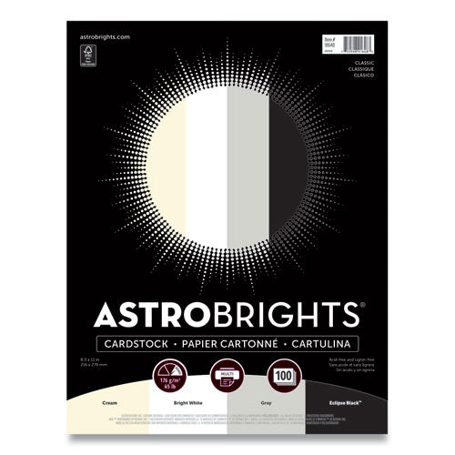 Image of Astrobrights® 91648 Color Cardstock - "Classic" Assortment, 65 lb Cover Weight, 8.5 x 11, Assorted Classic Colors, 100/Pack