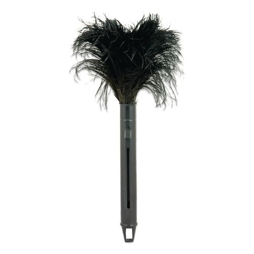 Image of O'Dell® DOF-RET14/UNS91 Pop Top Feather Duster, Ostrich, 9" To 14" Handle, Black