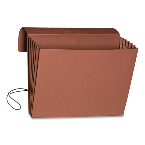 Image of Smead 71186 Extra-Wide Expanding Wallets with Elastic Cord, 5.25" Expansion, 1 Section, Elastic Cord Closure, Letter Size, Redrope
