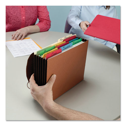 Image of Smead Extra-Wide Expanding Wallets with Elastic Cord, 5.25" Expansion, 1 Section, Elastic Cord Closure, Legal Size, Redrope