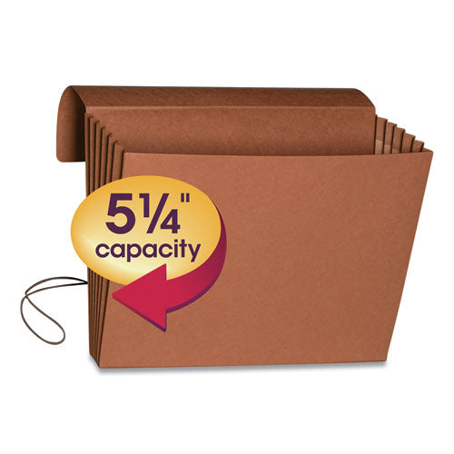 Image of Smead 71186 Extra-Wide Expanding Wallets with Elastic Cord, 5.25" Expansion, 1 Section, Elastic Cord Closure, Letter Size, Redrope