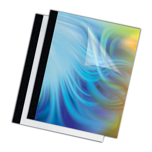 Image of Fellowes® 5225301 Thermal Binding System Presentation Covers, 15-Sheet Capacity, Plastic, Square Corners, 11 x 8.5, Clear/Matte Black, 10/Pack
