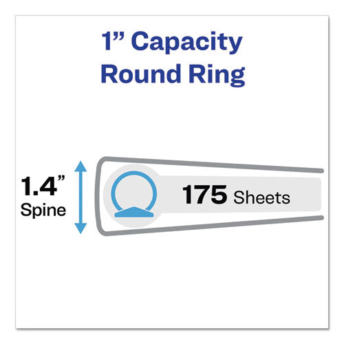 Image of Avery® 16500 Legal Durable View Binder With Round Rings, 3 Rings, 1" Capacity, 14 X 8.5, White