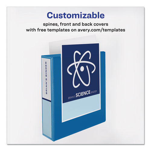 Image of Avery® 17024 Durable View Binder With Durahinge And Slant Rings, 3 Rings, 1.5" Capacity, 11 X 8.5, Blue