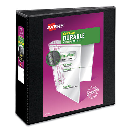 Image of Avery® 17041 Durable View Binder With Durahinge And Slant Rings, 3 Rings, 3" Capacity, 11 X 8.5, Black