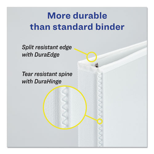 Image of Avery® 17042 Durable View Binder With Durahinge And Slant Rings, 3 Rings, 3" Capacity, 11 X 8.5, White