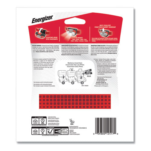 Image of Energizer® HDB32E Led Headlight, 3 Aaa Batteries (included), Red