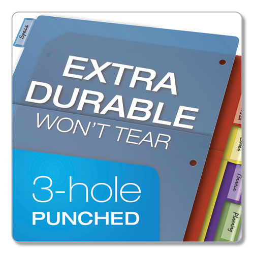 Image of CardinalÂ® Poly 1-Pocket Index Dividers, 8-Tab, 11 x 8.5, Assorted