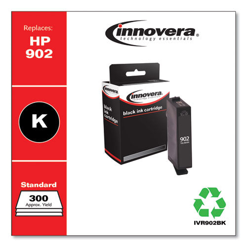 Image of InnoveraÂ® Remanufactured Black Ink, Replacement for 902 (T6L98AN), 300 Page-Yield