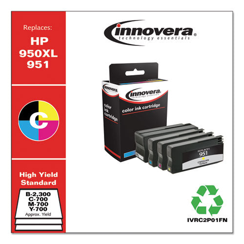 Image of Innovera® IVRC2P01FN Remanufactured Black/Cyan/Magenta/Yellow High-Yield Ink, Replacement for 950XL/951 (C2P01FN), 300/700 Page-Yield