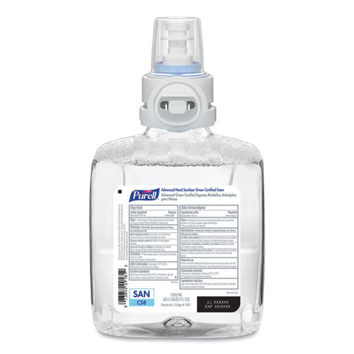 Image of PURELL® 7851-02 Advanced Hand Sanitizer Green Certified Foam Refill, For CS8 Dispensers, 1,200 mL, Fragrance-Free, 2/Carton