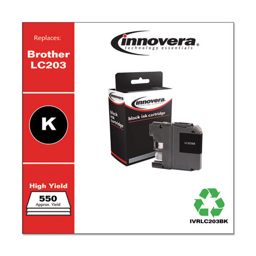 Image of Innovera® IVRLC203BK Remanufactured Black High-Yield Ink, Replacement for LC203BK, 550 Page-Yield