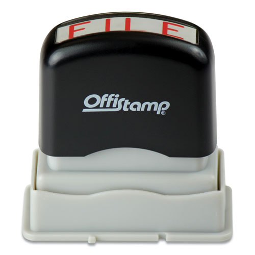 Image of Offistamp® 034513 Pre-Inked Message Stamp, File, 1.63" X 0.38", Red Ink